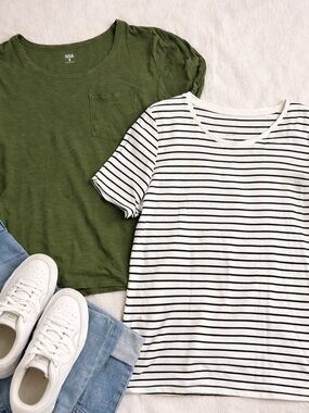 Bundle XL Tees ANA Olive + A New Day Striped Top